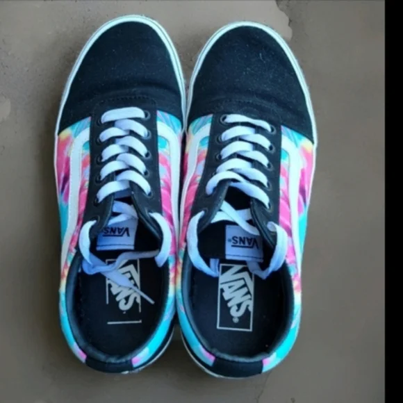 Vans Ward Tie Dye Old Skool Skate Athletic Tennis Shoe Sneaker Rose Pink Black 9 - Picture 9 of 12
